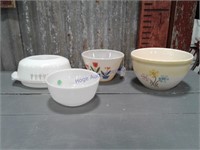 Fire King covered casserole/bowls, Hull bowl