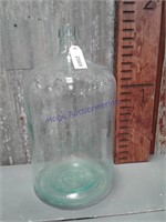 Glass water bottle, green tint, 5 gal