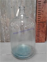 Glass water bottle, blue tint, 5 gal