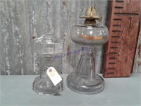 Set of clear glass lamp bases, pair