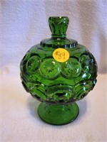 Vintage Green Moon & Stars Covered Candy Dish