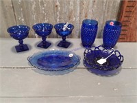 Assorted blue glass