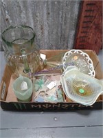 Green glassware, ornaments