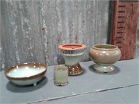 Frankoma green/brown pottery pieces