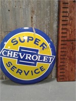 Chevrolet round tin sign