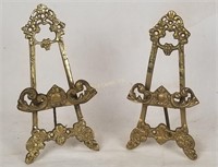 2 Small Brass Easels For Art Or Photos Ornate