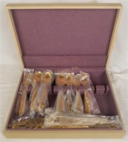 Vintage Jh Golden Bouquet Flatware W/ Box In Bags