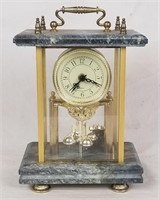 Marbel Brass Glass Mantel Clock Spinning Movemen