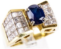 Jewelry 18kt Yellow Gold Sapphire & Diamond Ring