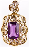 Jewelry 14kt Yellow Gold Amethyst Cocktail Pendant
