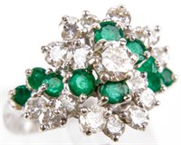 Jewelry 14kt White Gold Emerald & Diamond Ring