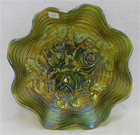 Rose Show ruffled bowl - green - scarce color