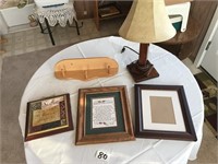 Lamp/3 picture frames/small shelf