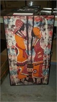 2x1 African art piece fabric in frame