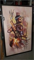 2x1 African art piece framed canvas