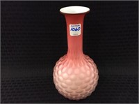 Pink & White Cased Glass Bubble Design Vase