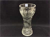 Heavy Etched Glass Vase (12 Inches Tall)