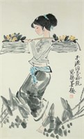 Zhou Sicong 1939-1996 Chinese Watercolor Scroll