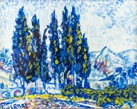 Neo-Impressionist Tempera & Oil Signed P. Signac