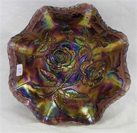 Open Rose 8" ruffled bowl - purple - pretty