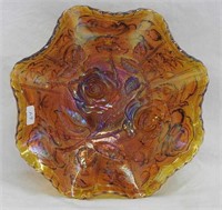 Open Rose 8" ruffled bowl - amber - pretty