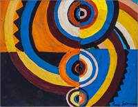 French-Ukrainian Abstract Oil Sign Sonia Delaunay