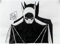 American Pop Art Ink Paper Batman Signed Bob Kane