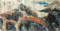 Li Xinchun 20th C Chinese Watercolor on Paper Roll
