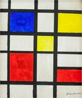 French De Stijl Oil on Canvas Signed Piet Mondrian