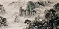 Shi Gu Modern Chinese Watercolor Landscape Scroll