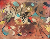 Spanish Surrealist Mixed Media Signed Miro