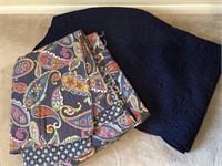 (2) Navy & Colorful Paisley Bedspreads