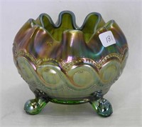 Beaded Cable rose bowl w/Rayed interior - green