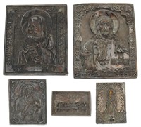 5 Silver Relief Decorated Icons