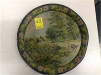 Round tray with cow - metal
