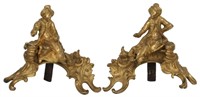 Pair of Gilt Bronze Orientalist Chenets