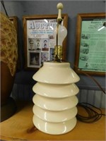 White stacked disc lamp, no shade, 18"