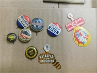 Political pins: Nixon - Wilkie and McNary -