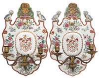 Pr. Export Style Armorial Wall Sconces