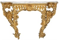 Gilt Bronze Marble Top Rococo Pier Table