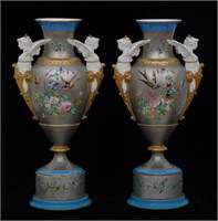 Pair of Platinum Background Porcelain Vases