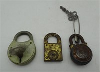 Lot Of 3 Smaller Padlock Locks Ace Yale & Towne