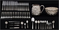 57 Piece Silver w/ S. Kirk & Son and Cartier Spoon