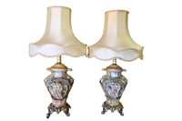 2 Italian Majolica Style Lamps