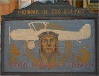Early Americana Lindbergh Aviation Wooden Sign
