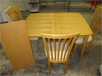 DINING TABLE, CHAIRS AND LEAF