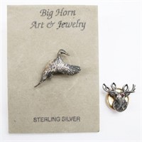 Sterling Silver Duck Lapel Pin,Antique MASONIC ELK