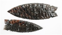 (2) Large Obsidian Spear Heads