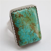 Very Large Turquoise & Sterling Silver Men's Ring