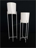 2 For One Bid Candle Holder/planter On Metal